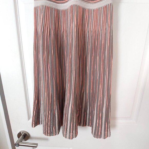Pink and Grey Knitted Striped Pleated Dress - Picture 9 of 14